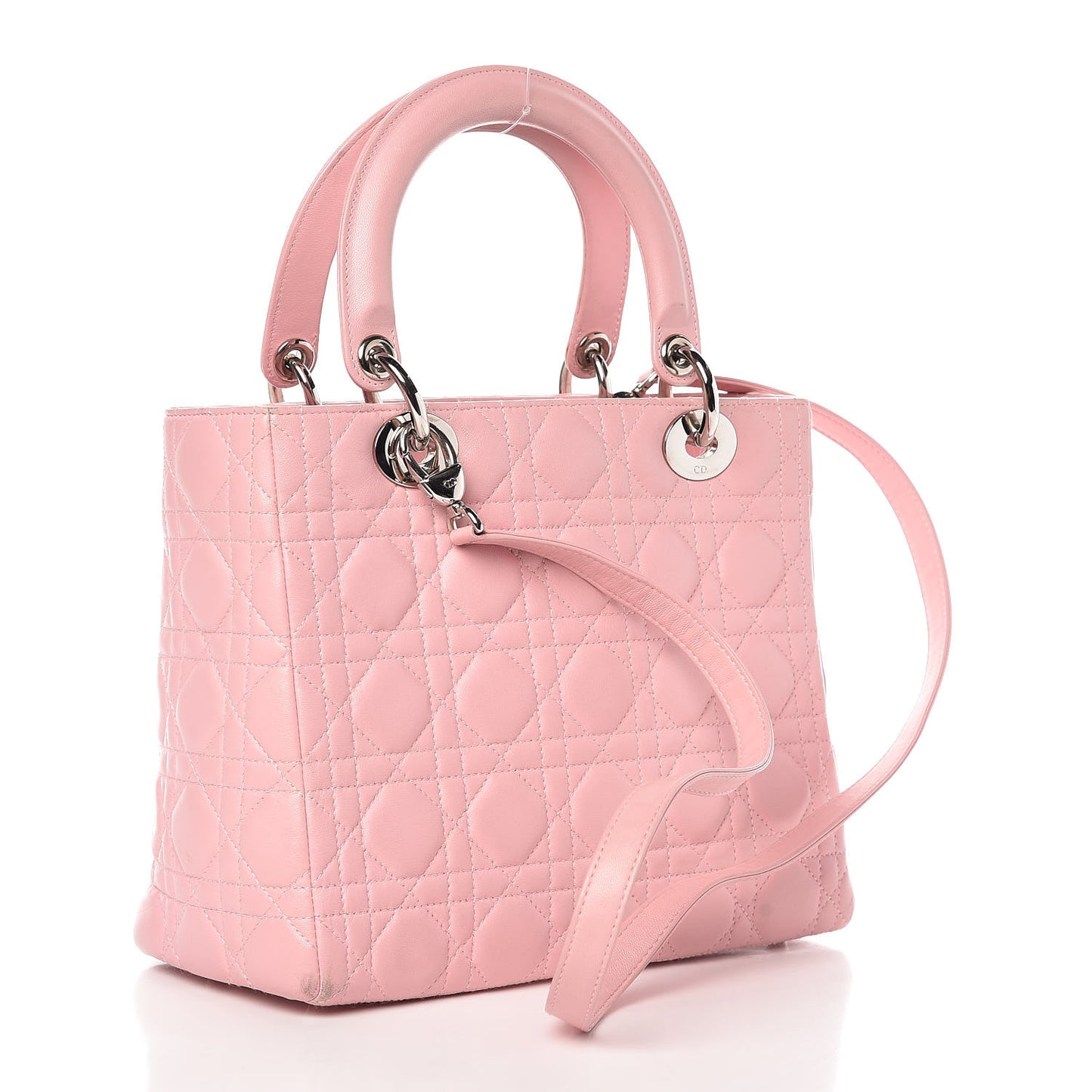 Lambskin Cannage Medium Lady Dior Rose Clair