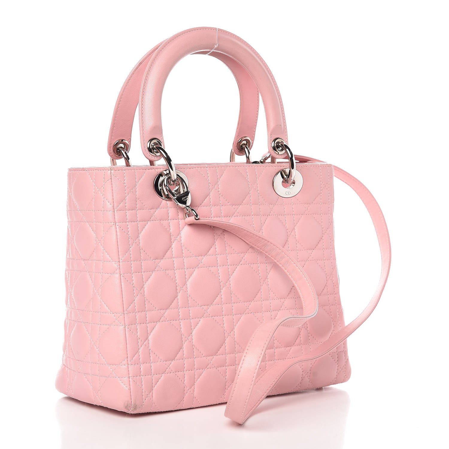 Christian Dior Lambskin Cannage Medium Lady Dior Rose Clair 3 of 17
