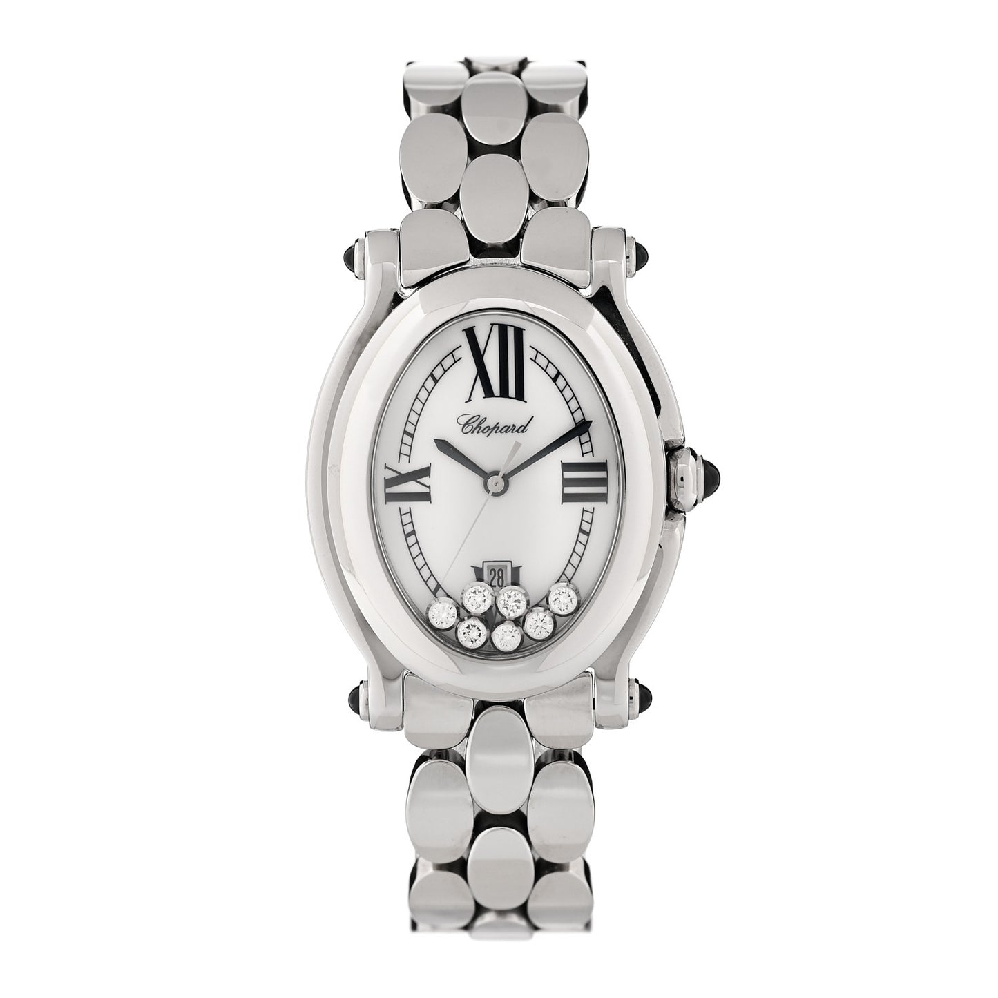 Stainless Steel 7 Diamond 31mm Oval Happy Sport Quartz Watch