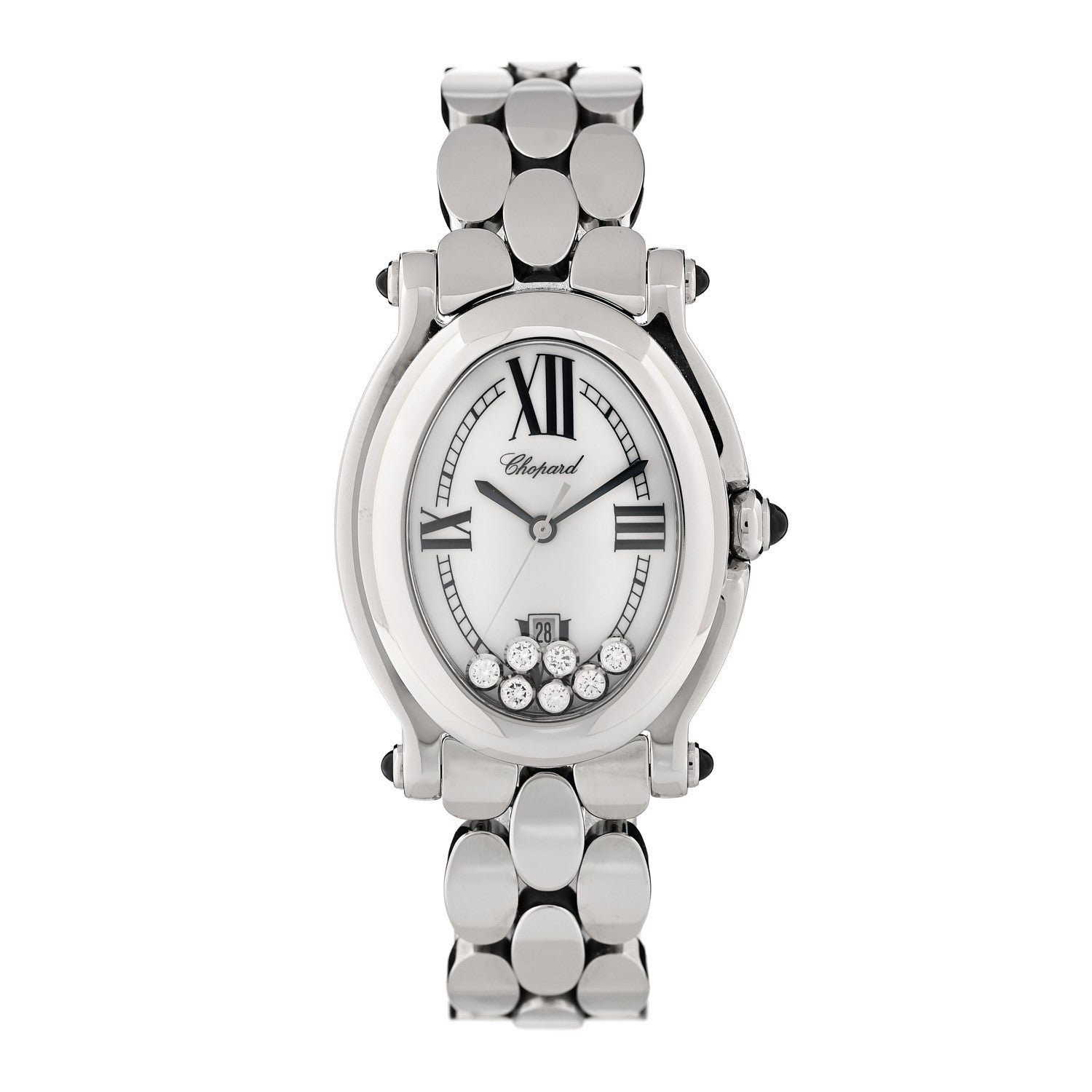 Chopard Stainless Steel 7 Diamond 31mm Oval Happy Sport Quartz Watch 1 of 5