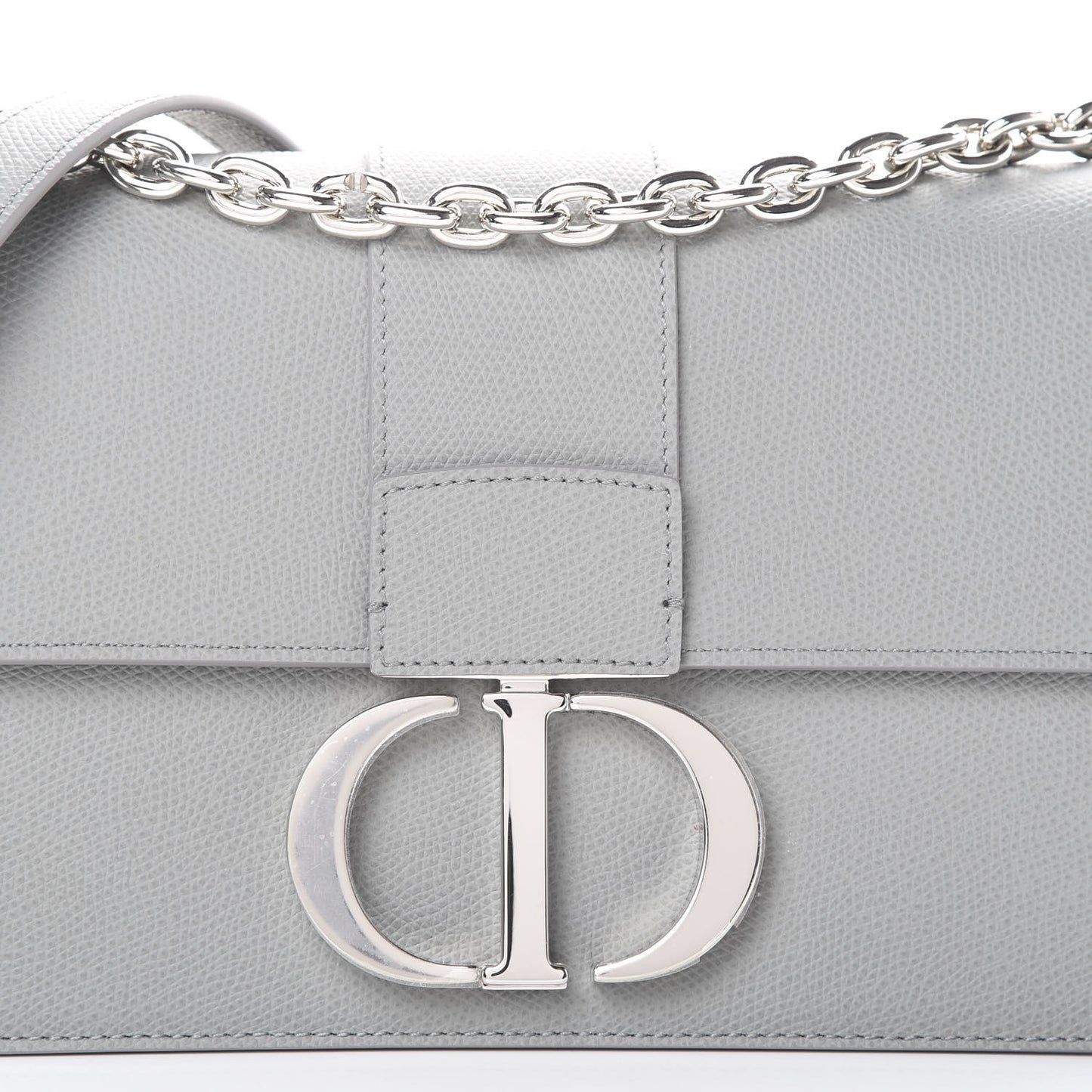 Grained Calfskin 30 Montaigne Chain Flap Bag Grey