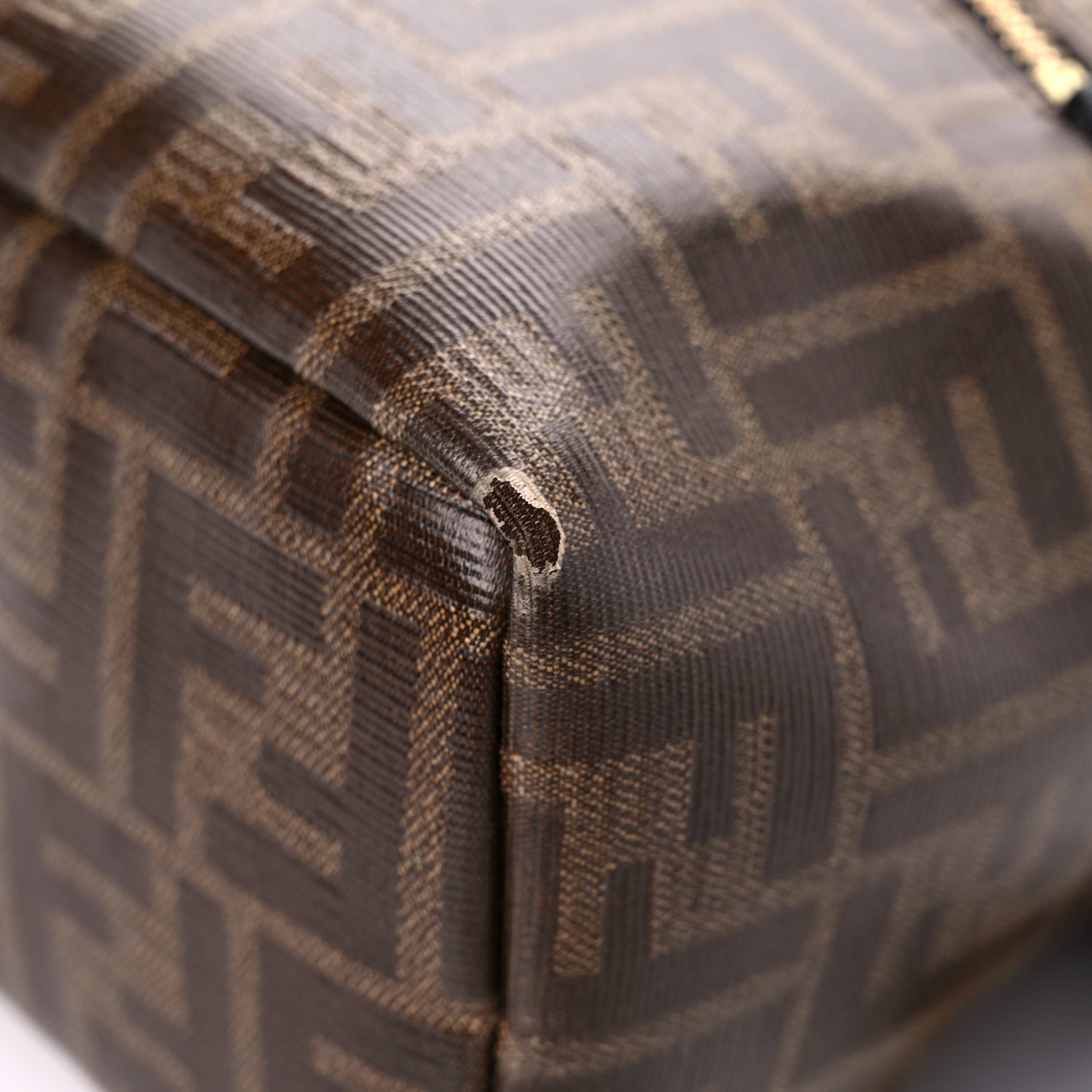 Glazed Fabric Vitello Century FF 1974 Stamp Patch Mini Backpack Mogano Panna Black