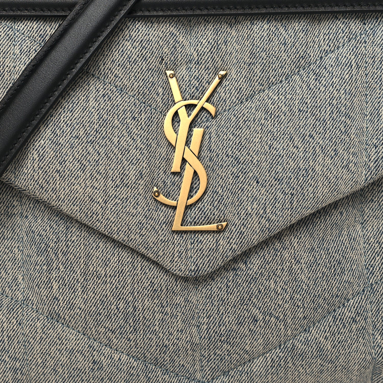 Saint Laurent Denim Quilted Medium Loulou Puffer Monogram Chain Satchel Azur 8 of 10
