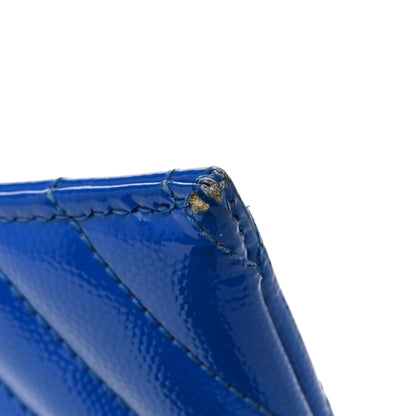Saint Laurent Grain De Poudre Chevron Monogram Bill Pouch Neon Blue 12 of 13