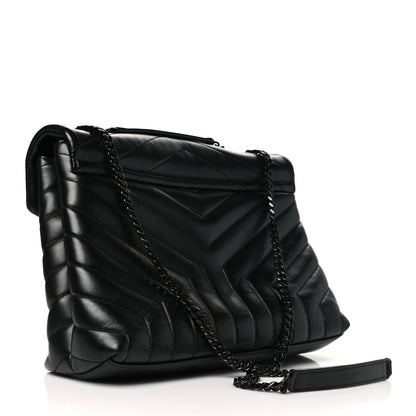 Saint Laurent Calfskin Y Quilted Monogram Monochrome Medium Loulou Chain Satchel Black 3 of 10