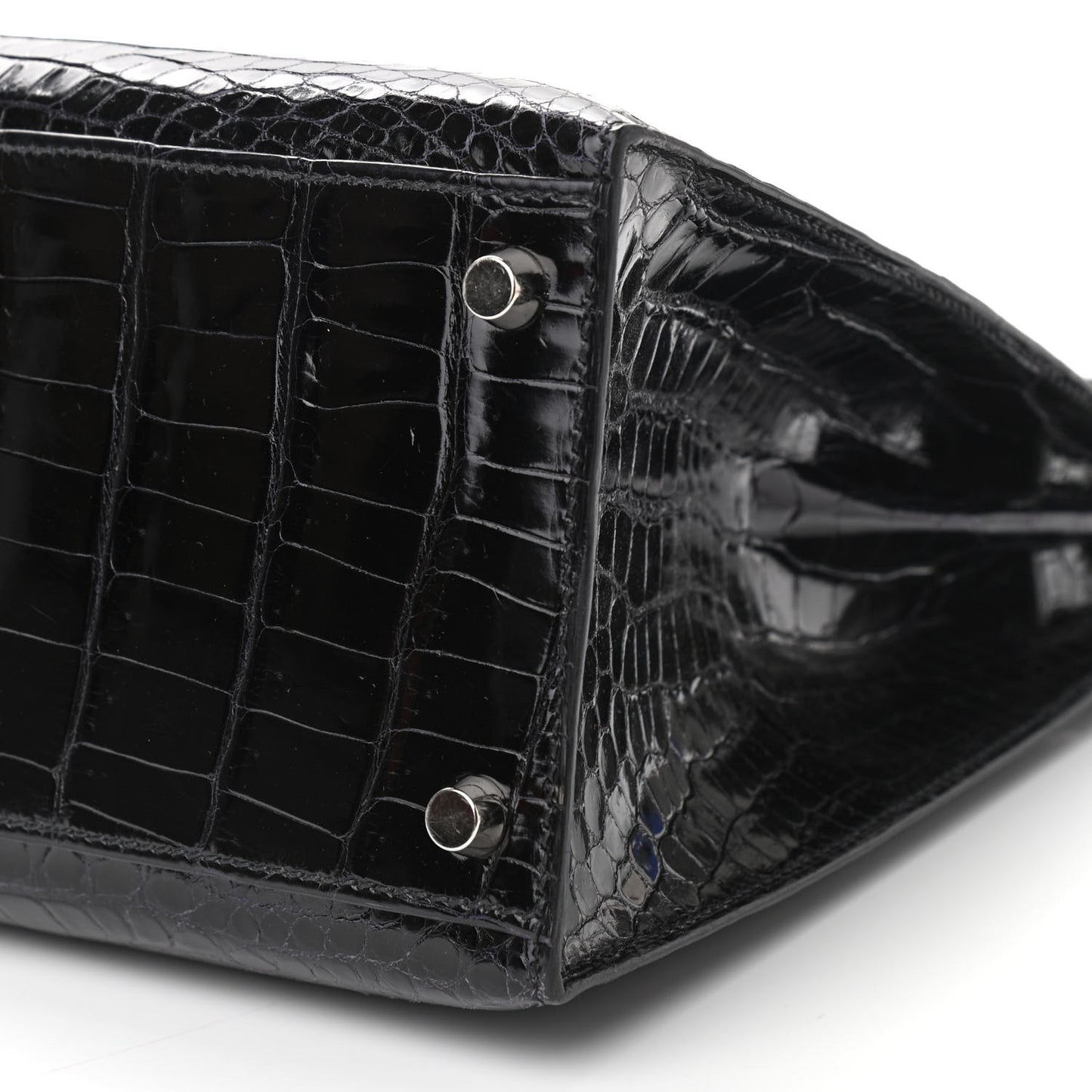 Shiny Porosus Crocodile Kelly Sellier 32 Black