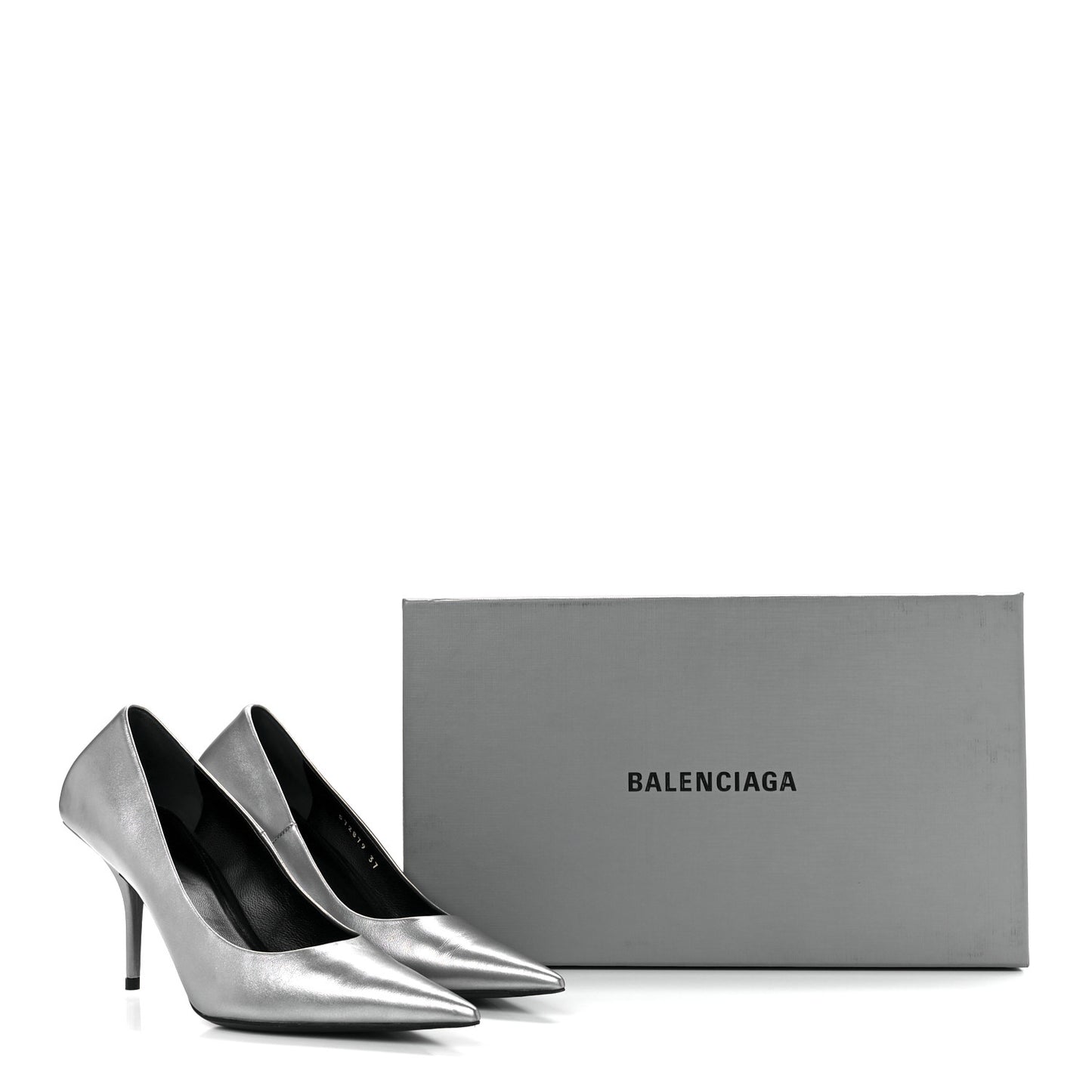 Metallic Nappa Square Knife 80mm Pumps 37 Silver