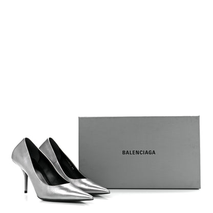 Balenciaga Metallic Nappa Square Knife 80mm Pumps 37 Silver 9 of 9