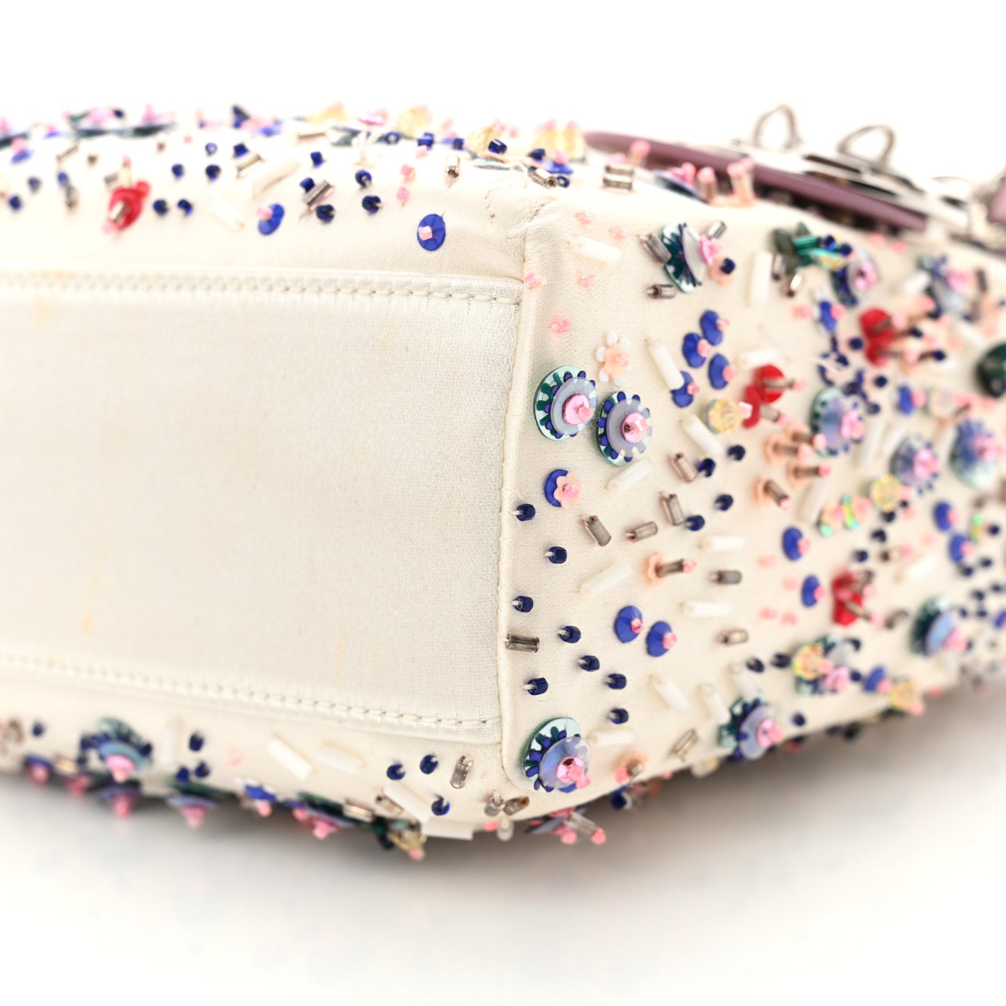 Satin Embroidered Beaded Mini Lady Dior Pink Multicolor