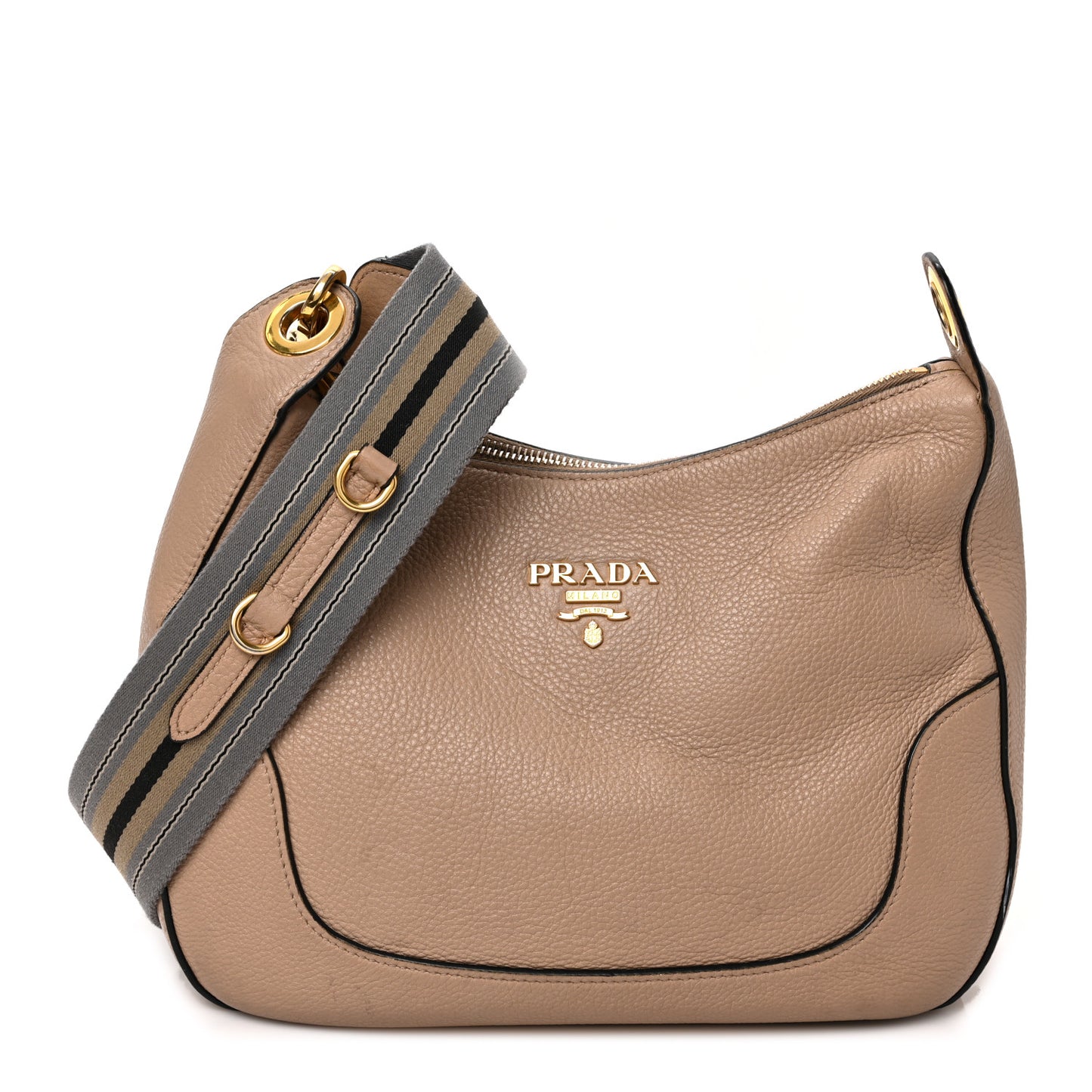 Vitello Phenix Zippered Messenger Hobo Cammeo