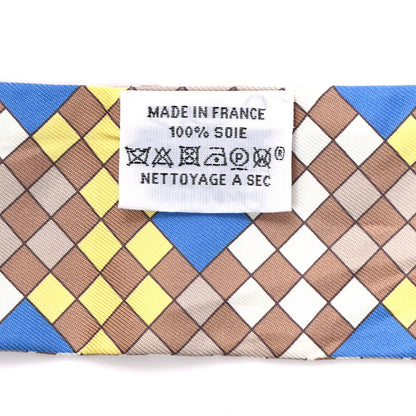 Hermes Silk Colliers De Chiens Remix Twilly Mastic Bleu Jaune 2 of 5