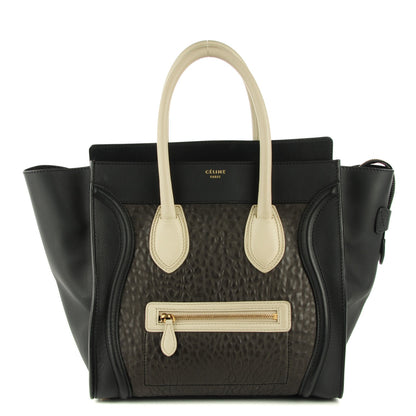 Celine Smooth Calfskin Shrunken Lambskin Mini Tri-Color Luggage Black 1 of 8