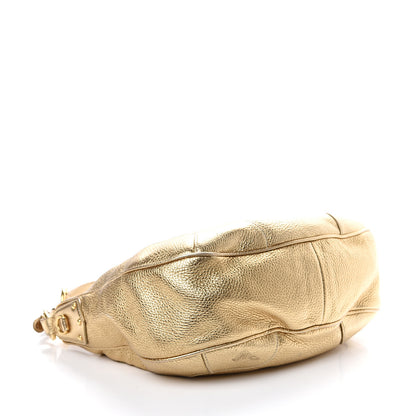 Prada Vitello Daino Metallic Hobo Gold 3 of 14