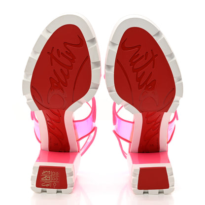 Christian Louboutin PVC Loubi Duniss 100 Lug Sole Sandals 38 Fluo Pink 5 of 9