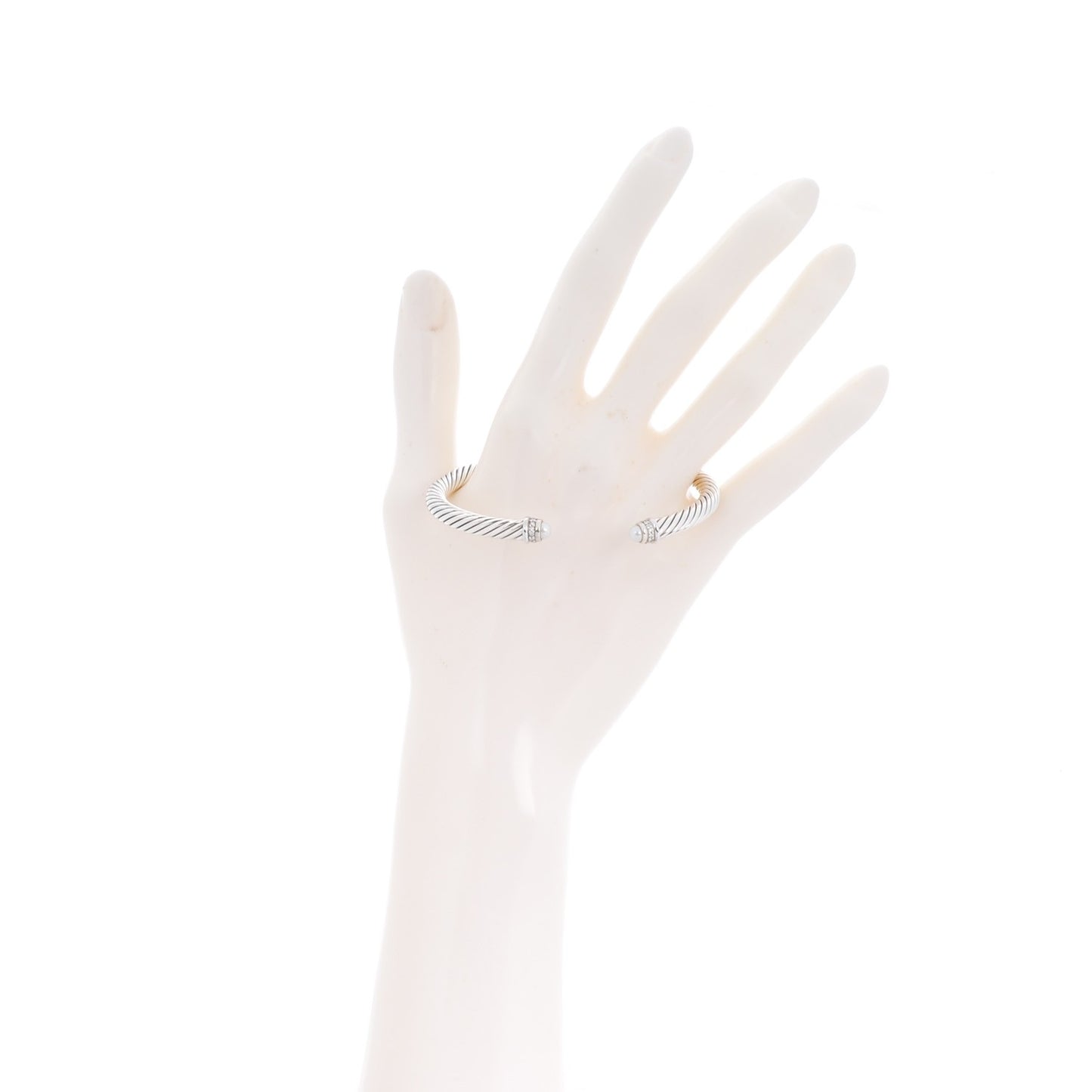 Sterling Silver Diamond Pearl 5mm Cable Classics Bracelet