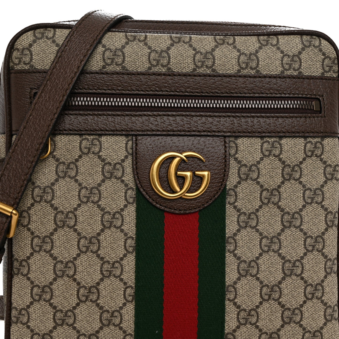 GG Supreme Monogram Web Small Ophidia Messenger Bag Brown
