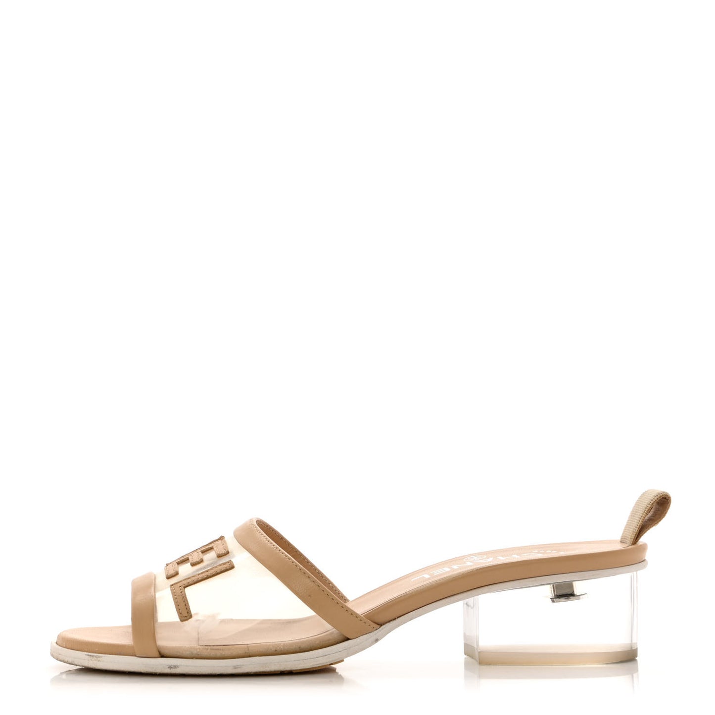 Lambskin PVC Mule 38.5 Transparent Beige