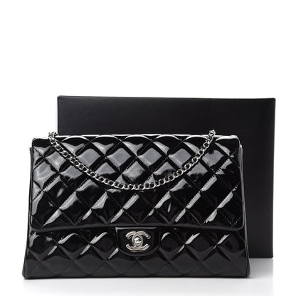 Chanel Patent Quilted Clutch with Chain Flap Black 11 of 11