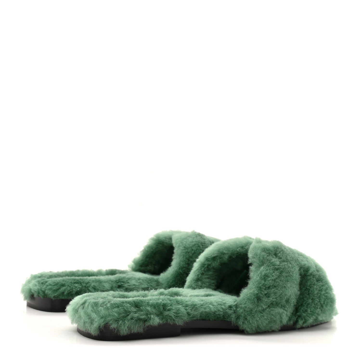 Hermes Woolskin Oran Sandals 36 Vert Anglais 5 of 9