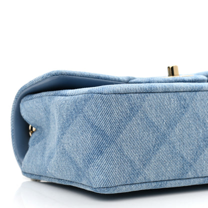 Chanel Printed Denim Quilted Mini Rectangular Flap Light Blue 8 of 10