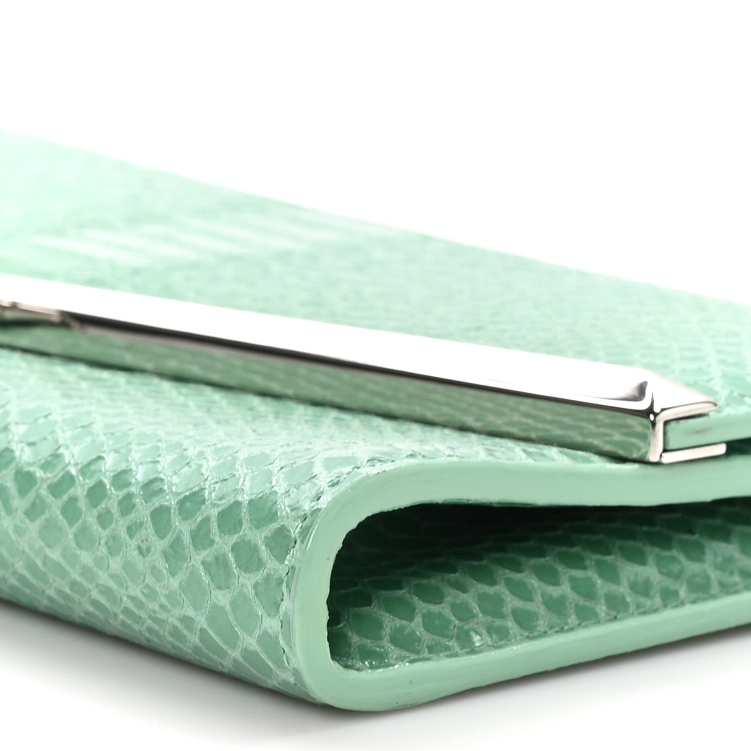 Jimmy Choo Snakeskin Embossed Chain Clutch Miami Mint 9 of 10