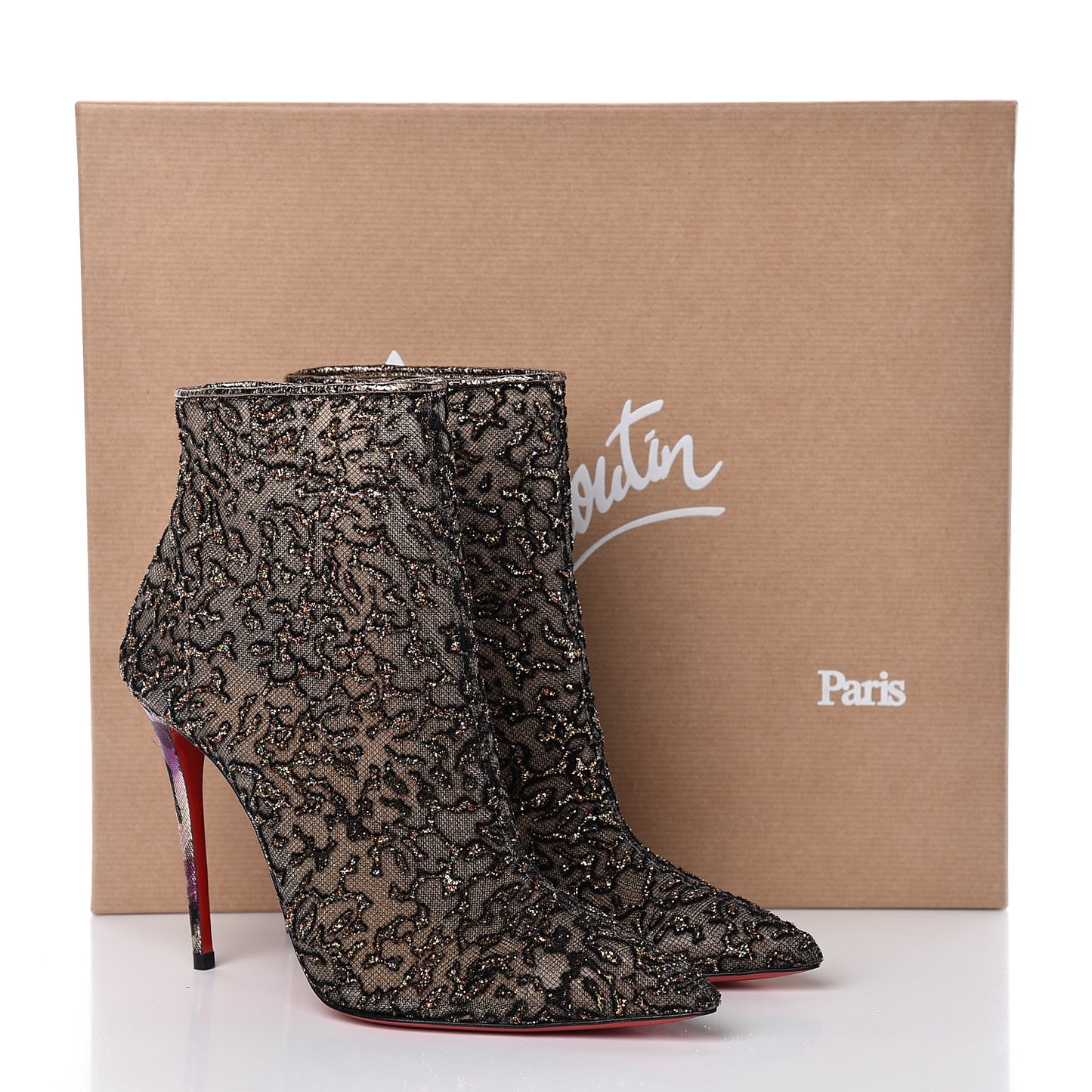 Mesh Glitter Nancy Bootie 100 Ankle Boots 36.5 Black