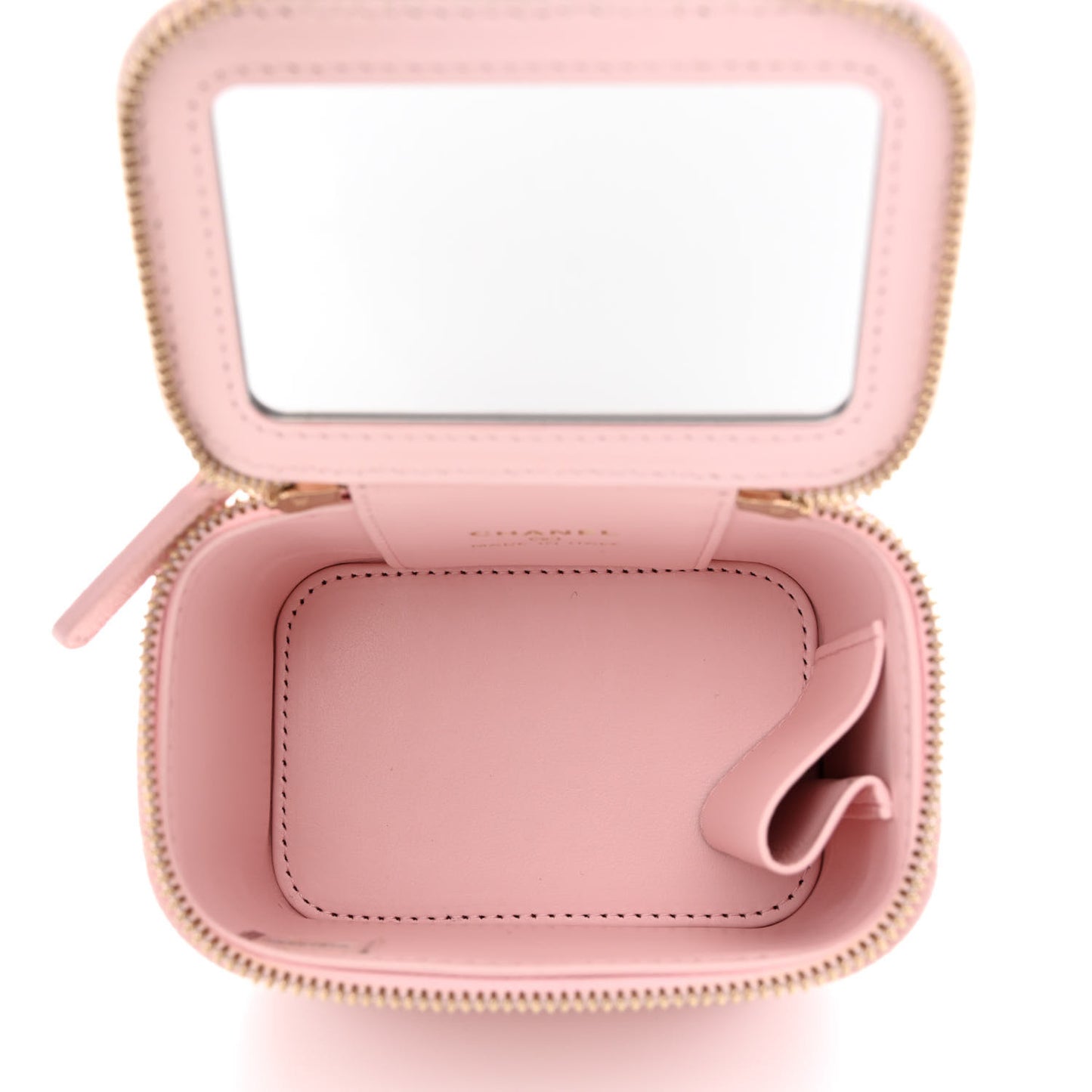 Caviar Quilted Mini Vanity Case With Chain Light Pink
