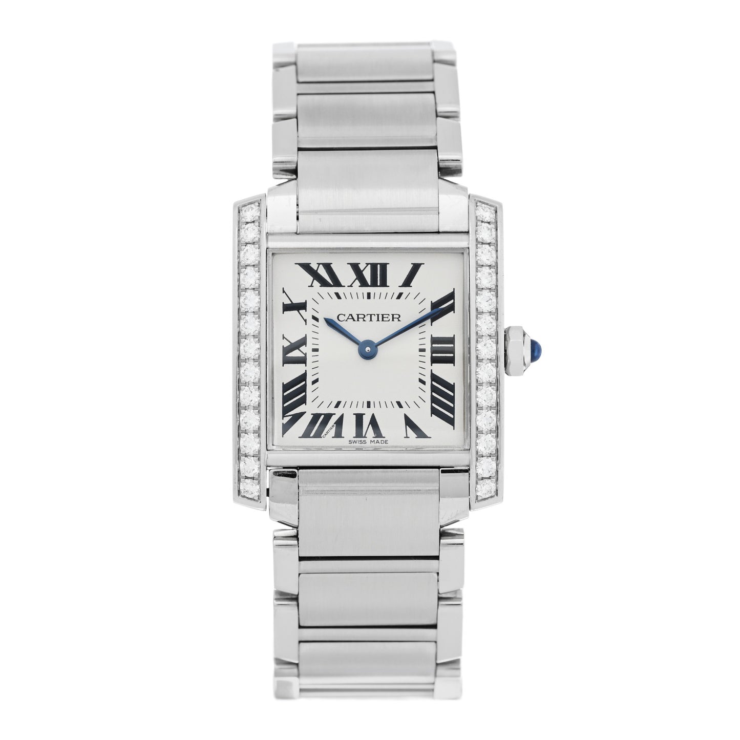 Stainless Steel Diamond Bezel 25mm Tank Francaise Quartz Watch