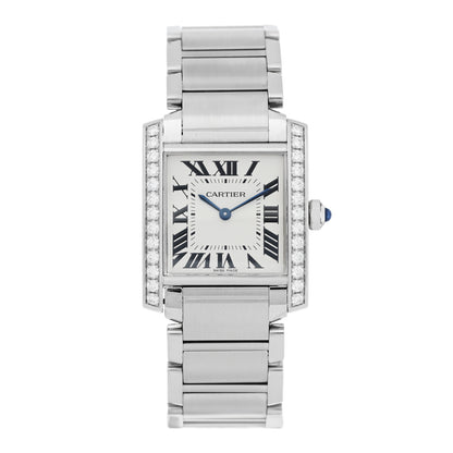 Cartier Stainless Steel Diamond Bezel 25mm Tank Francaise Quartz Watch 1 of 4