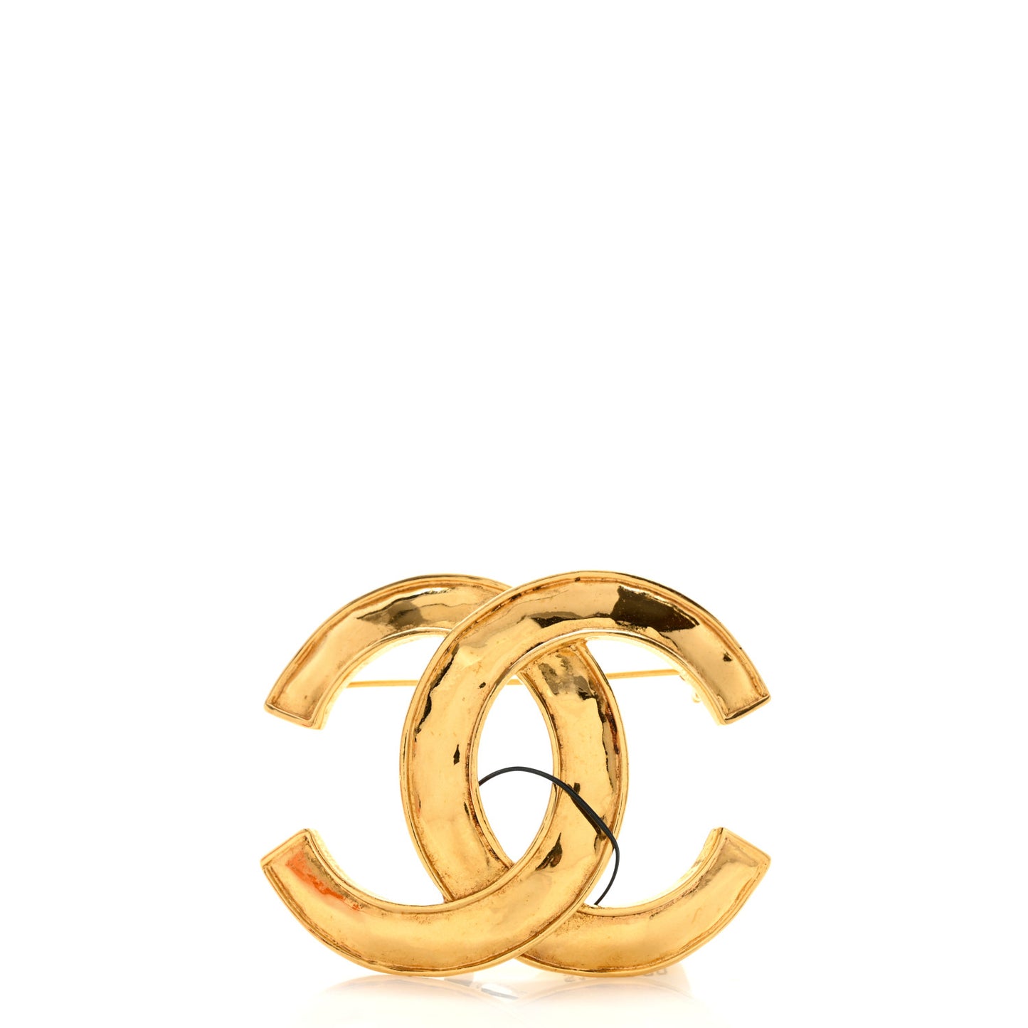 Hammered CC Large Brooch Gold