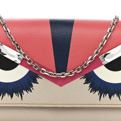Fendi Vitello Elite Crystal Eye Monster Continental Wallet on Chain Bellini Multicolor 9 of 11