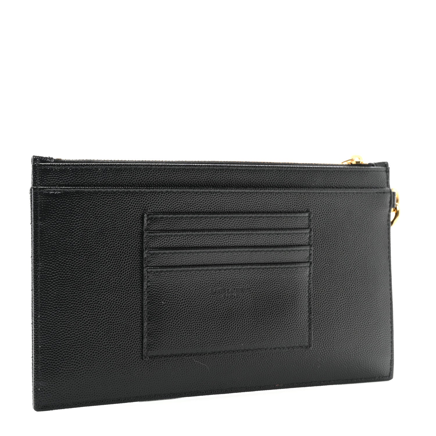 Saint Laurent Grain De Poudre Chevron Monogram Large Bill Pouch Black 3 of 7
