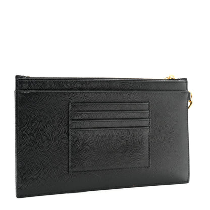 Saint Laurent Grain De Poudre Chevron Monogram Large Bill Pouch Black 3 of 7