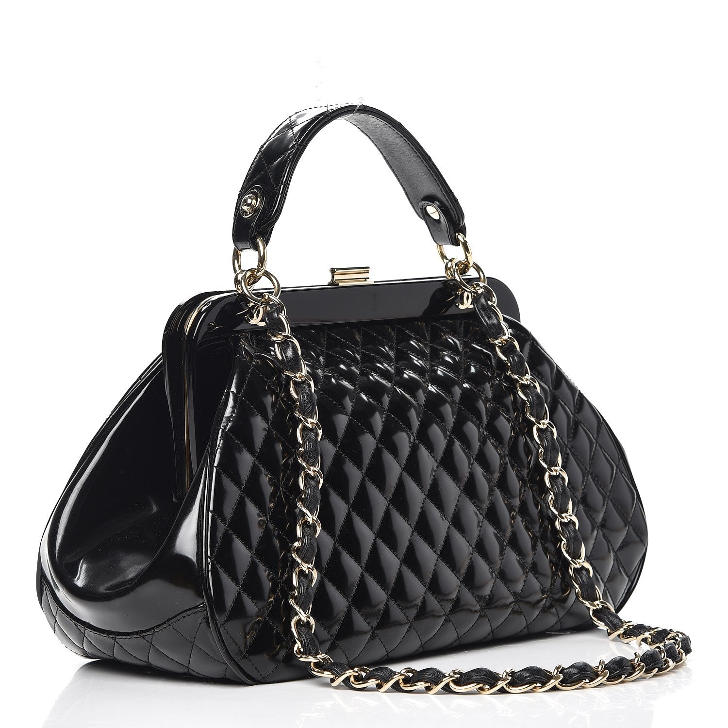 Chanel Glazed Calfskin Quilted Small Mademoiselle Frame Bag Black 3 of 7