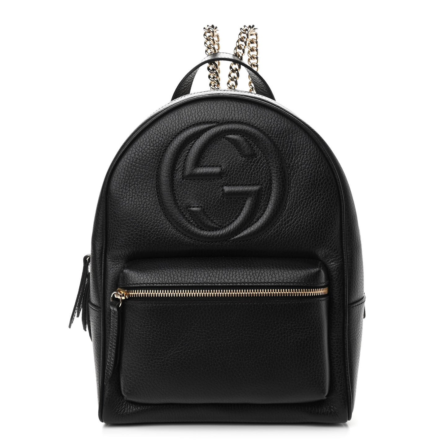 Pebbled Calfskin Soho Chain Backpack Black