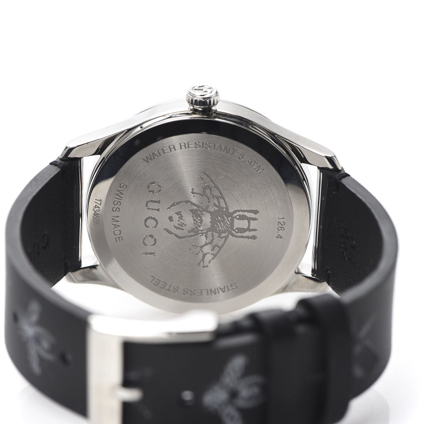 Stainless Steel Calfskin 38mm G-Timeless Bee Star Hologram Quartz Watch Black