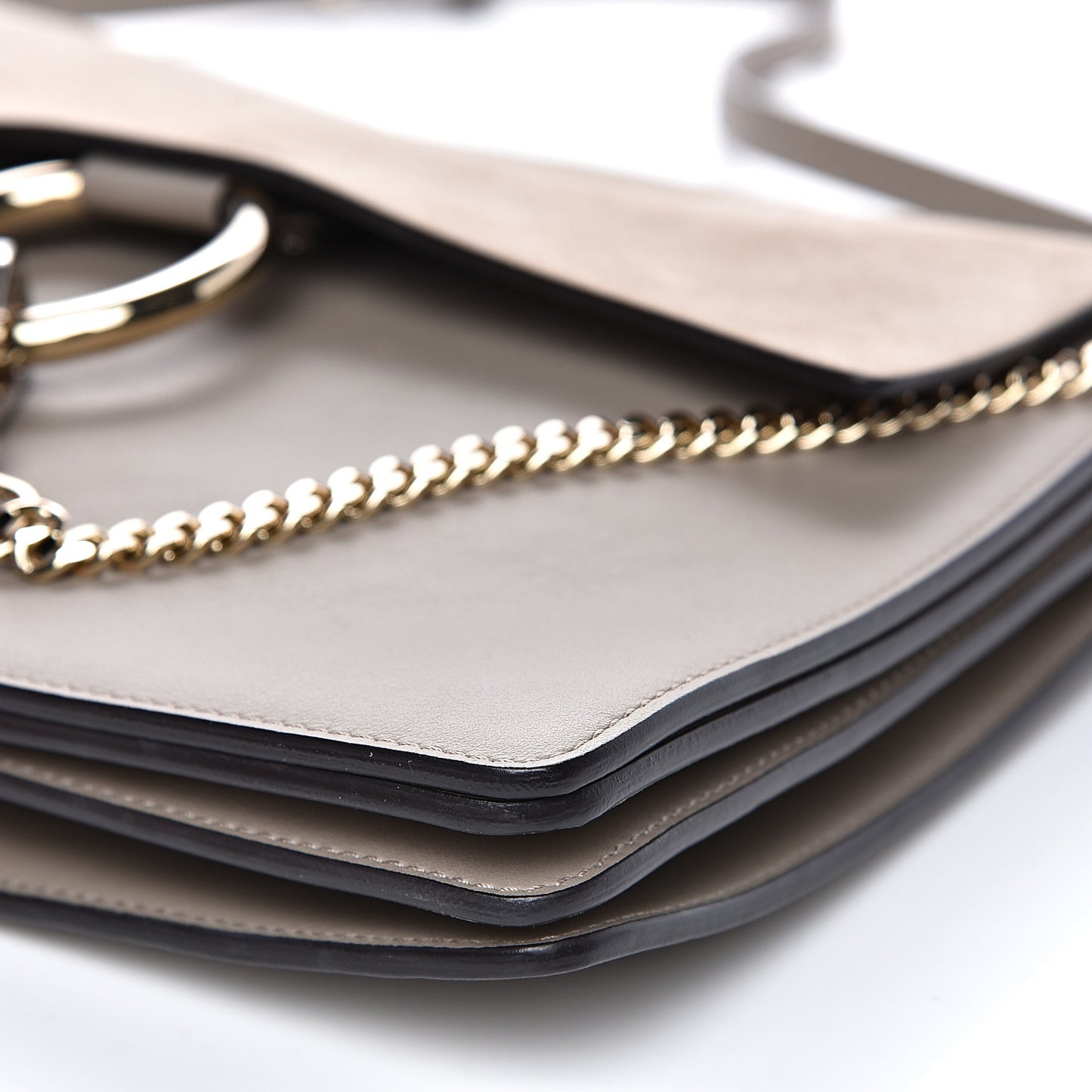 Calfskin Suede Medium Faye Shoulder Bag Motty Grey