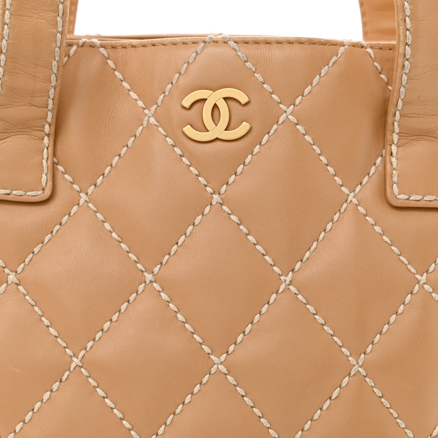 Chanel Calfskin Quilted Surpique Stitch Small Tote Beige 8 of 10
