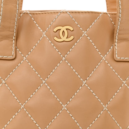 Chanel Calfskin Quilted Surpique Stitch Small Tote Beige 8 of 10