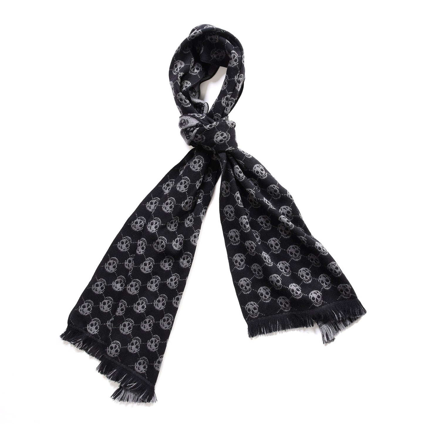 Wool Skull Scarf Black Grey