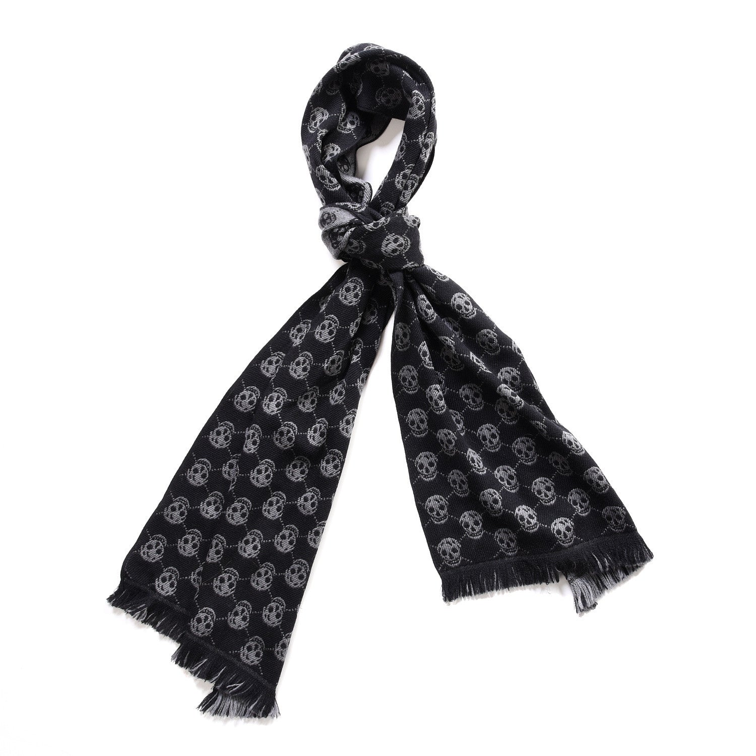 Alexander McQueen Wool Skull Scarf Black Grey 1 of 4
