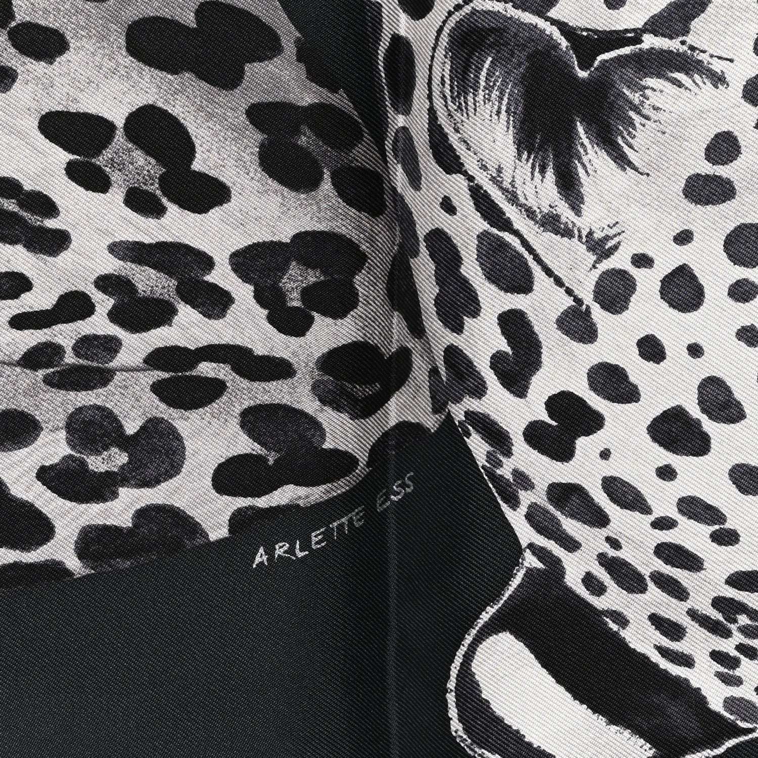 Hermes Silk Twill Lazy Leopardesses Scarf 90 Vert Black Gris 6 of 6