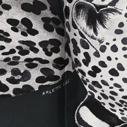 Hermes Silk Twill Lazy Leopardesses Scarf 90 Vert Black Gris 6 of 6