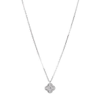 Van Cleef & Arpels 18K White Gold Diamond Sweet Alhambra Pendant Necklace 1 of 4
