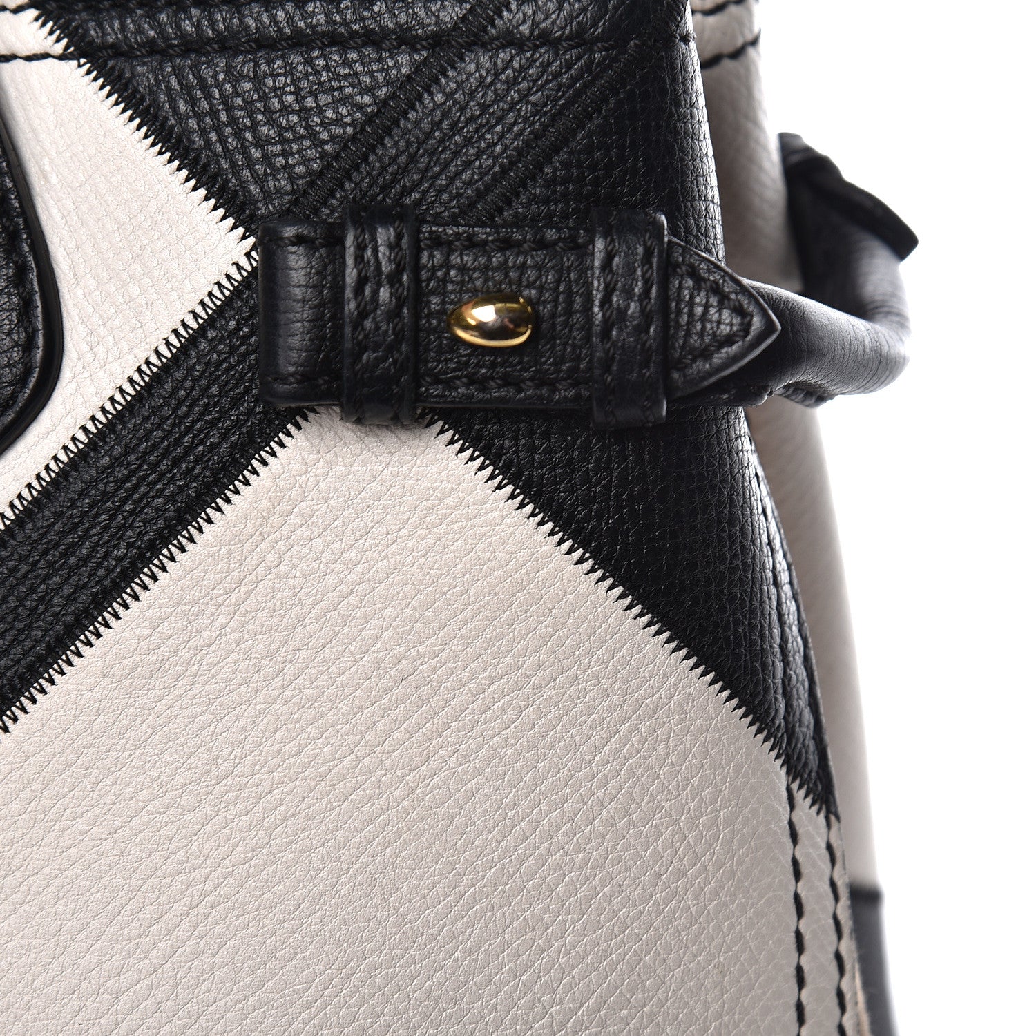 Burberry Grainy Calfskin Patchwork Medium Banner Tote Black White 18 of 22