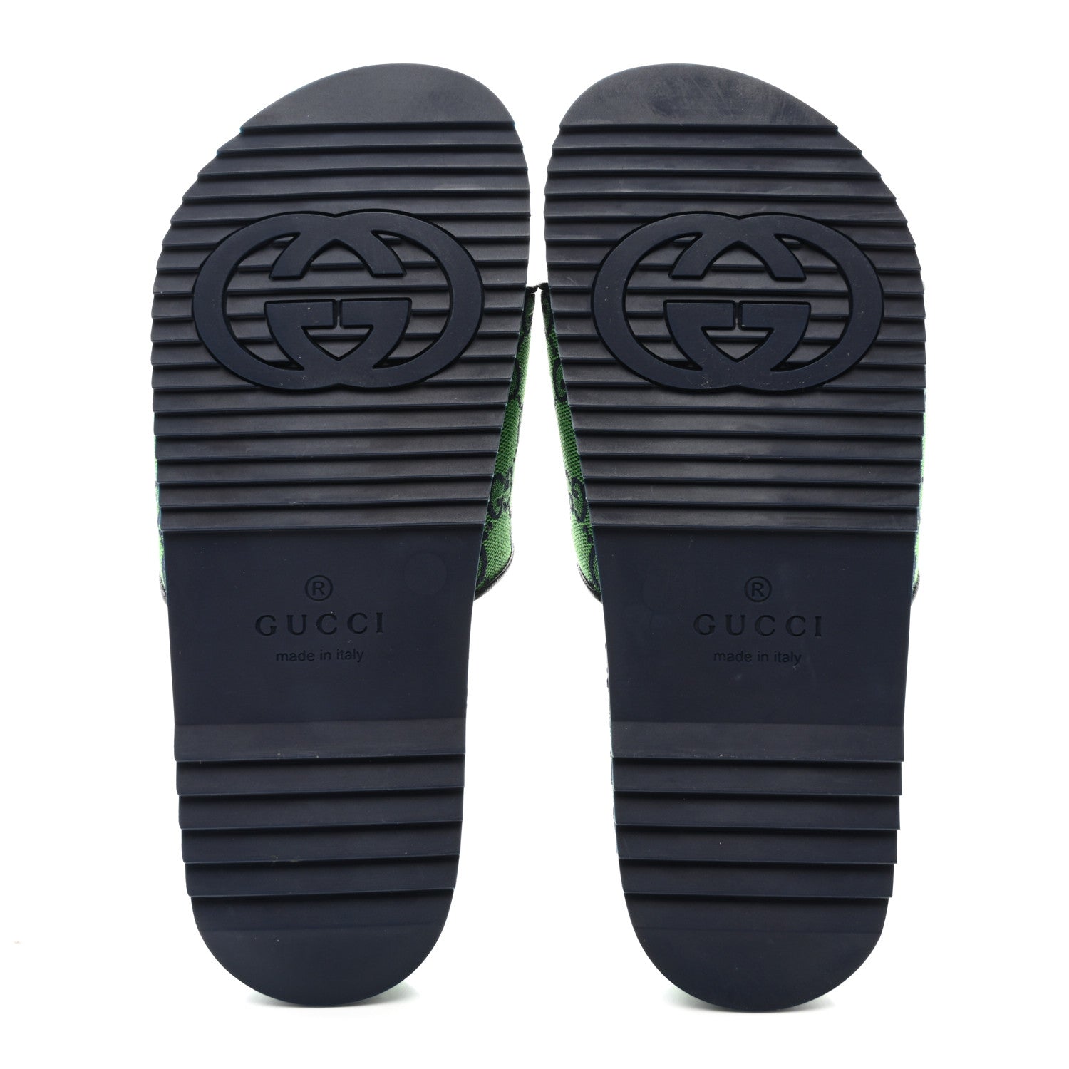 Gucci Monogram Multicolor Slide Sandals 6 Green Blue 5 of 9