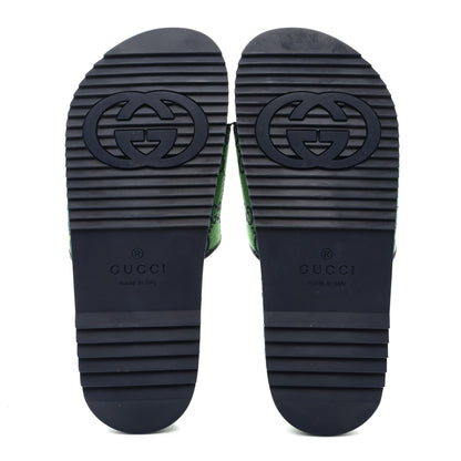 Gucci Monogram Multicolor Slide Sandals 6 Green Blue 5 of 9