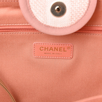 Chanel Straw Raffia Calfskin Striped Medium Deauville Tote Light Pink 5 of 11