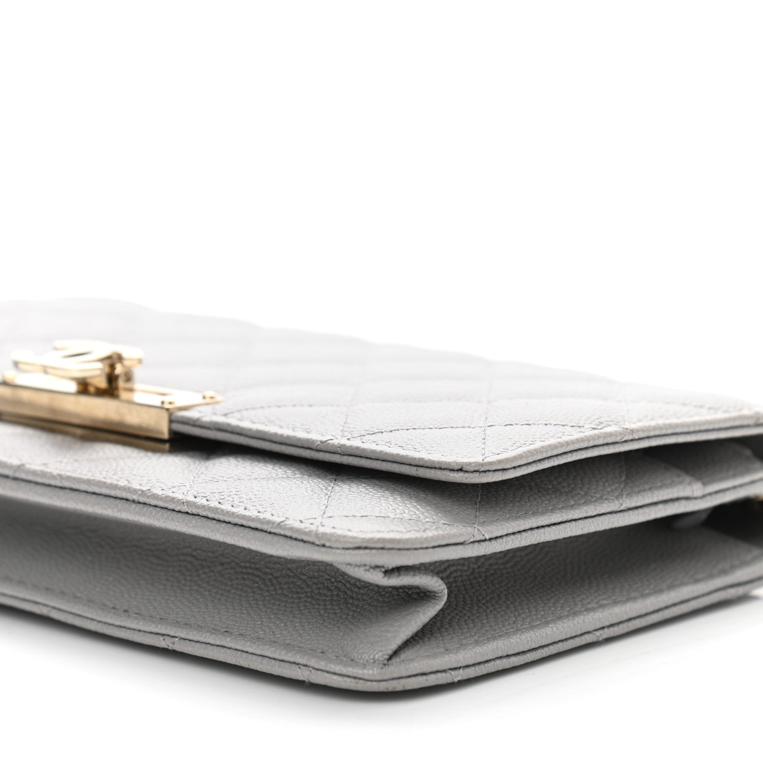Chanel Caviar Quilted Golden Class Wallet On Chain WOC Gray 11 of 11