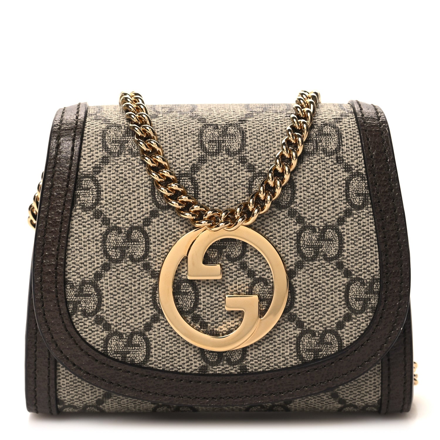 Gucci GG Supreme Monogram Textured Dollar Calfskin Medium Blondie Chain Wallet Beige Ebony New Acero 1 of 10